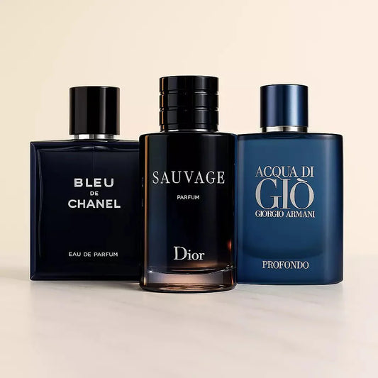 ¡Compra 1 y llévate 2 gratis! - Bleu de Chanel | Sauvage Dior | Aqua de Gio Profondo 100ml ® - Linea de Oro