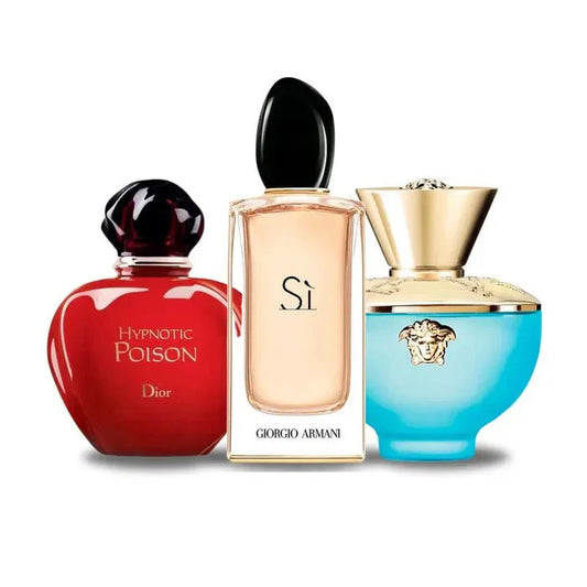 ¡Compra 1 y llévate 2 gratis! - Dior Hypnotic Poison | Giorgio Armani Yes | Versace Dylan Blue Pour Femme 100ml ® - Linea de Oro